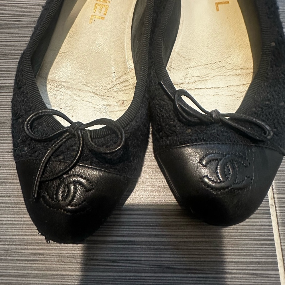 CHANEL Interlocking CC Logo Tweed Ballet Flats - Picture 4 of 8